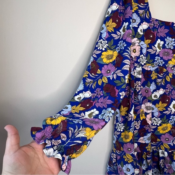 BCBG Generation Square Neck Floral Casual Dress blue size 12. - Picture 6 of 16